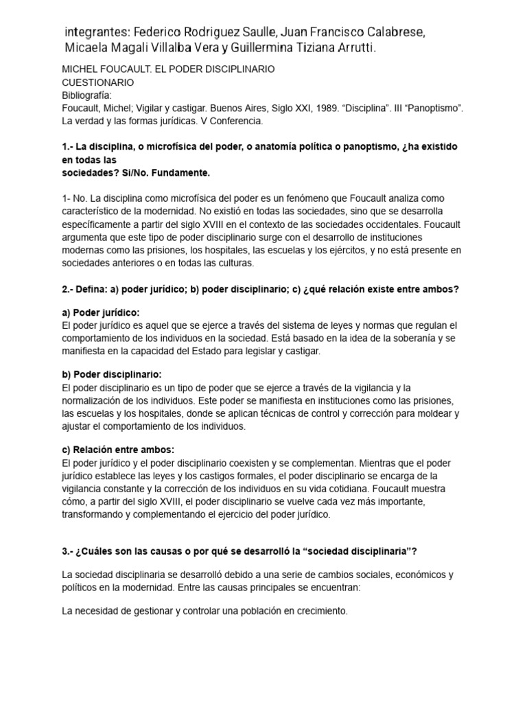 El Poder Disciplinario | PDF | Michel Foucault | Disciplinas