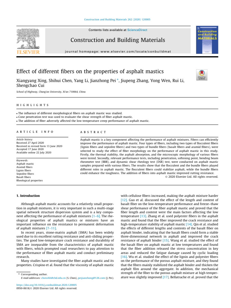 Impact of Fiber Types on Asphalt Mastic | PDF | Creep (Deformation ...