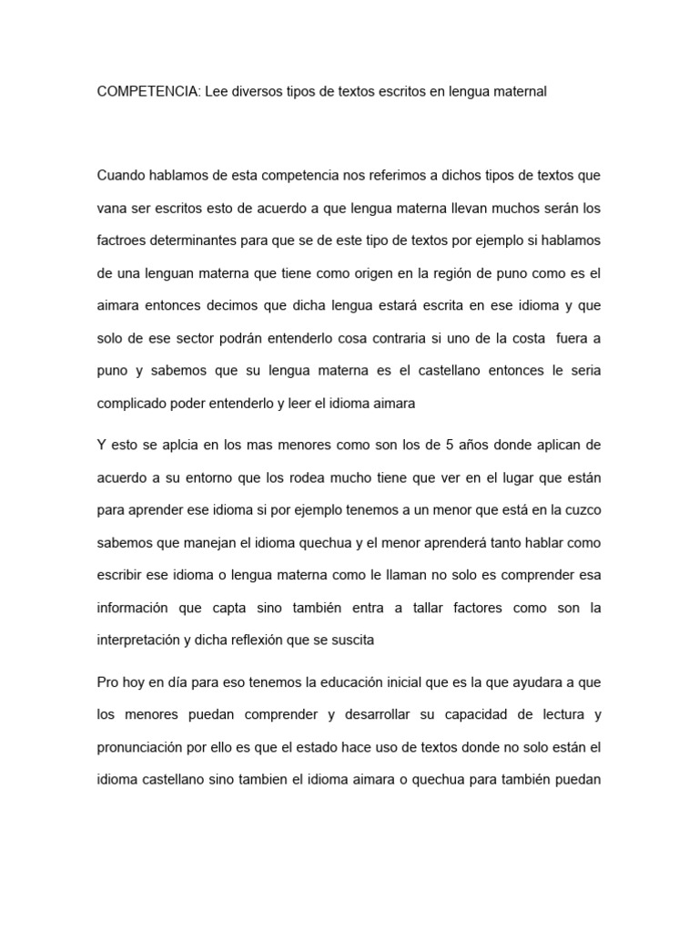 Tipos de Textos en Lengua Materna | PDF | Ciencia cognitiva | Cognición