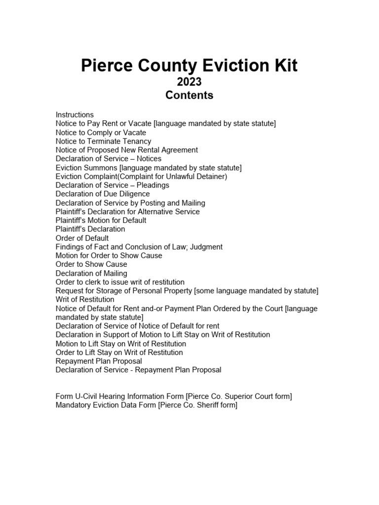 Pierce County Eviction Process Guide | PDF | Lease | Leasehold Estate