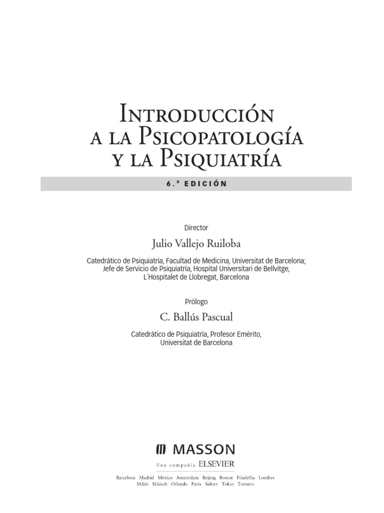 Introducción a la Psicopatología y Psiquiatría | PDF | Psiquiatría ...