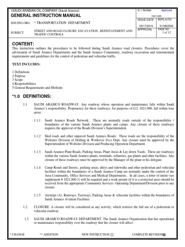 Road Closure Guidelines for Excavation | PDF | Road | Road Surface