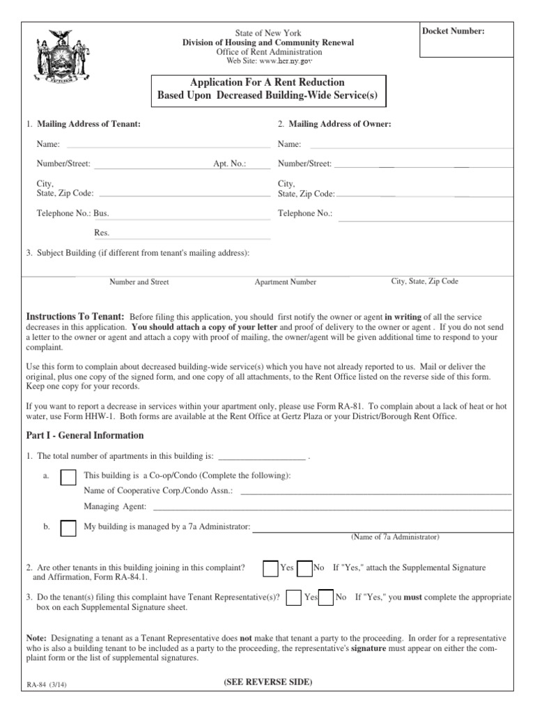 Rent Reduction Application for Service Decrease | PDF | Registered Mail ...