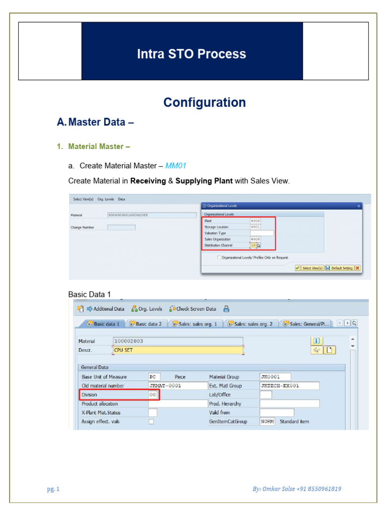 Intra Company STO With Delivery and W O Billing 1722501322 | PDF ...