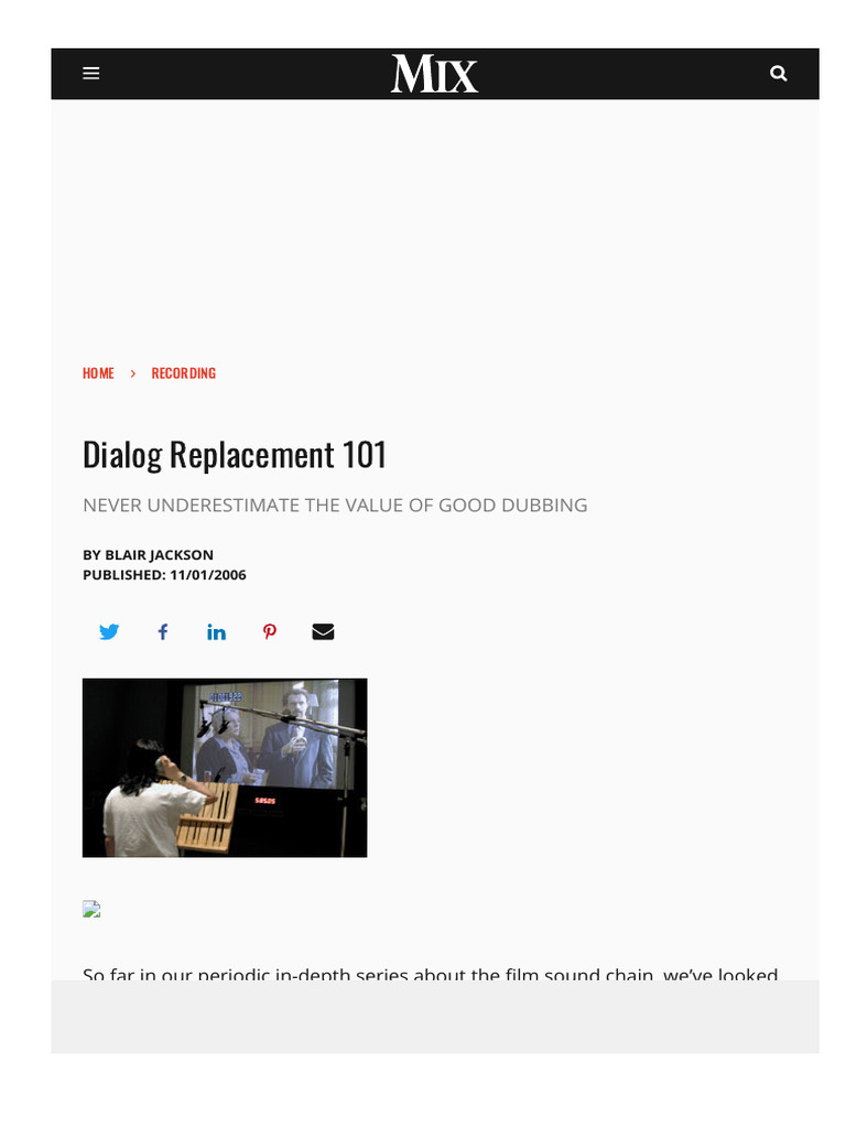 Dialog Replacement 101 | PDF | Microphone | Audio Engineering