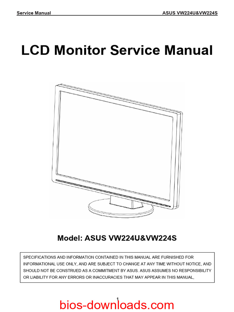 Asus Vw224u - vw224s Schematic | PDF | Computer Monitor | Electronics