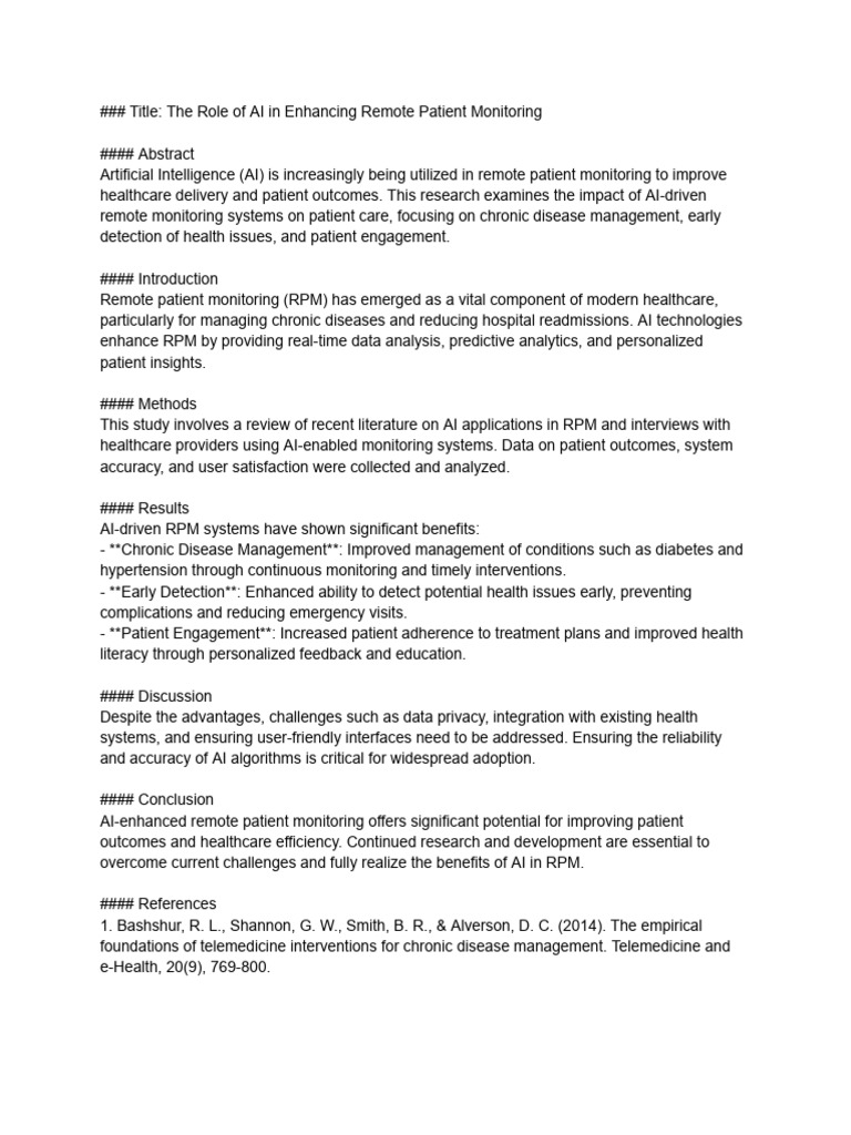 AI in Remote Patient Monitoring | PDF | Health Care | Artificial ...