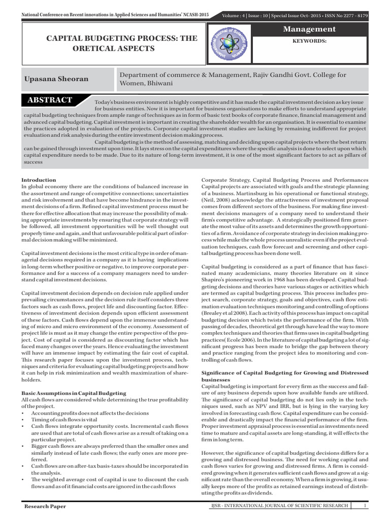 October 2015 1446891324 01 | PDF | Capital Budgeting | Economies