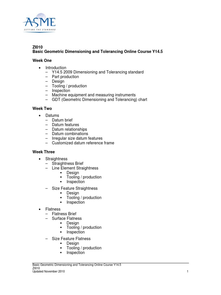 Zi010 Basic Geometric Dimensioning And Tolerancing Online Course Y14 5 Week One