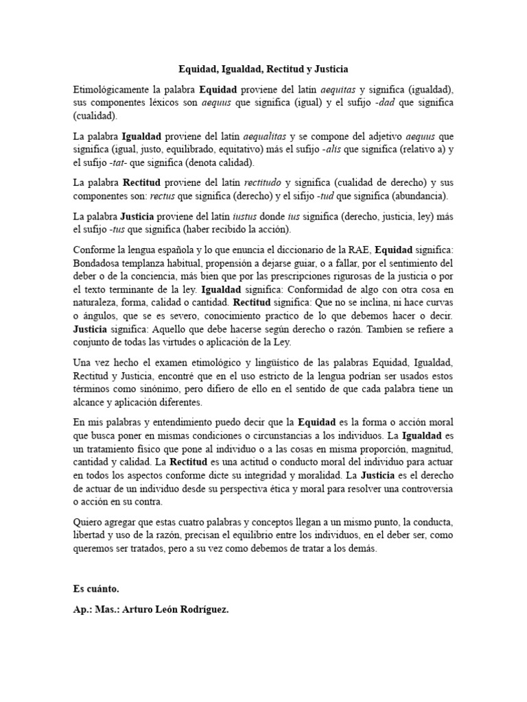 Equidad, Igualdad, Rectitud y Justicia | PDF | Justicia | Crimen y ...