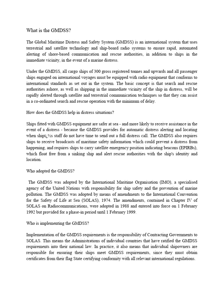 What Is The Gmdss Pdf Telecommunications Engineering