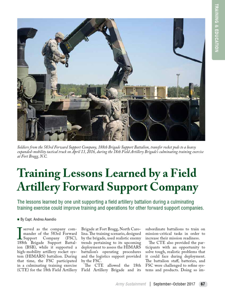 Fort Bragg Training Lessons for FSCs | PDF | Battalion | Platoon