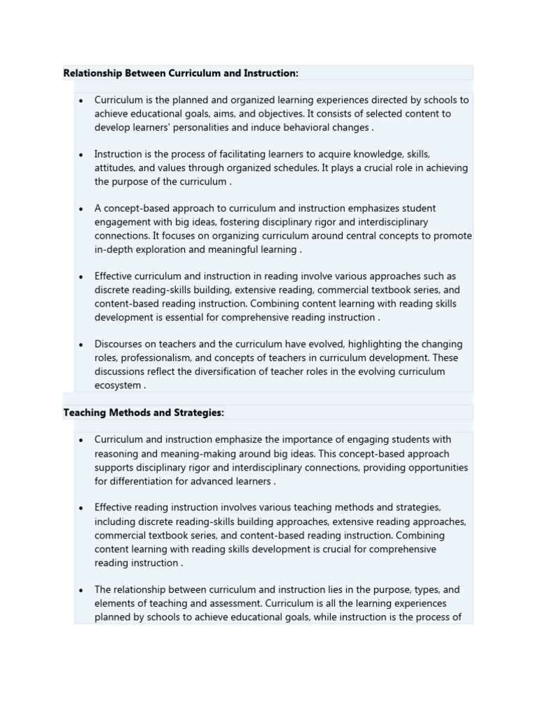 Curriculum and Instruction Dynamics | PDF | Curriculum | Learning