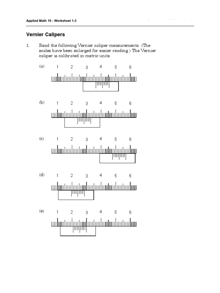 Vernier Caliper and Micrometer Practice | PDF | Teaching Methods ...