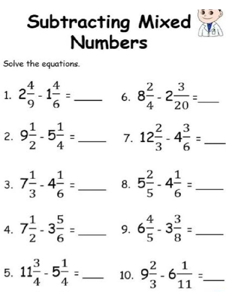 Adding and Subtracting Mixed Fractions PDF