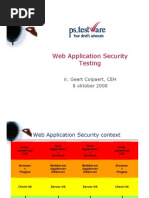 Web Application Security Web Application Security Testing: Ir. Geert Colpaert, CEH 8 Oktober 2008