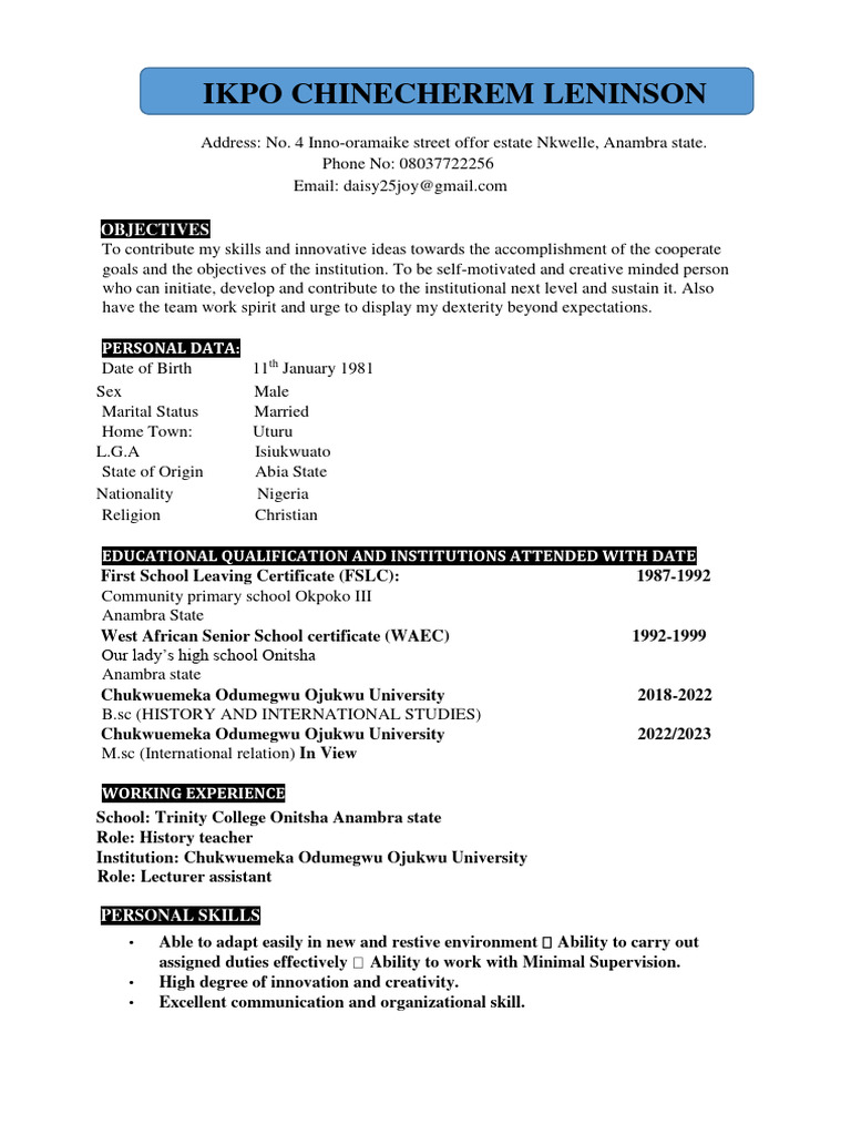 Ikpo CV | PDF
