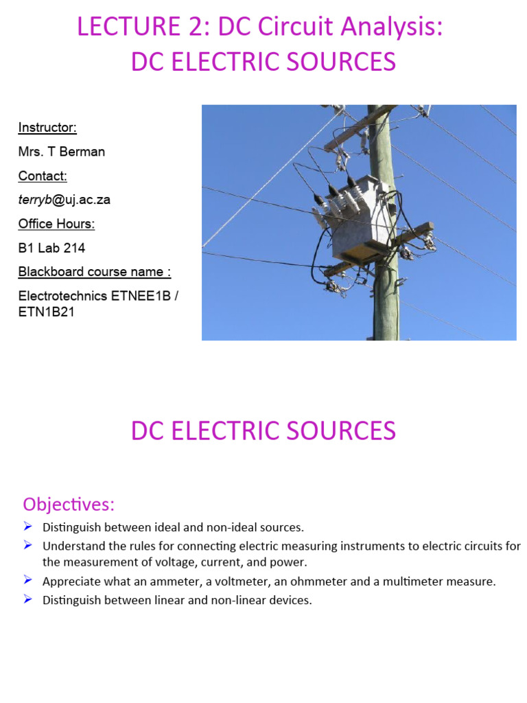 DC Circuit Analysis: Electric Sources | PDF | Voltage | Electrical Network
