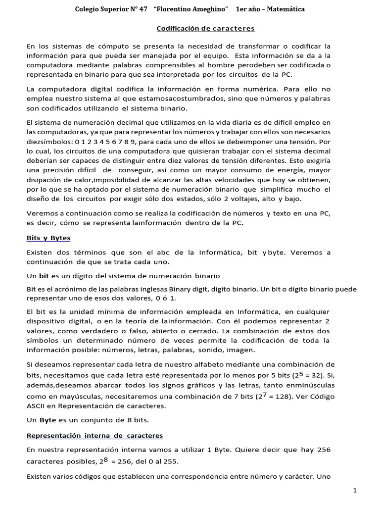 02 Codificación de Caracteres | PDF | Ascii | Poco