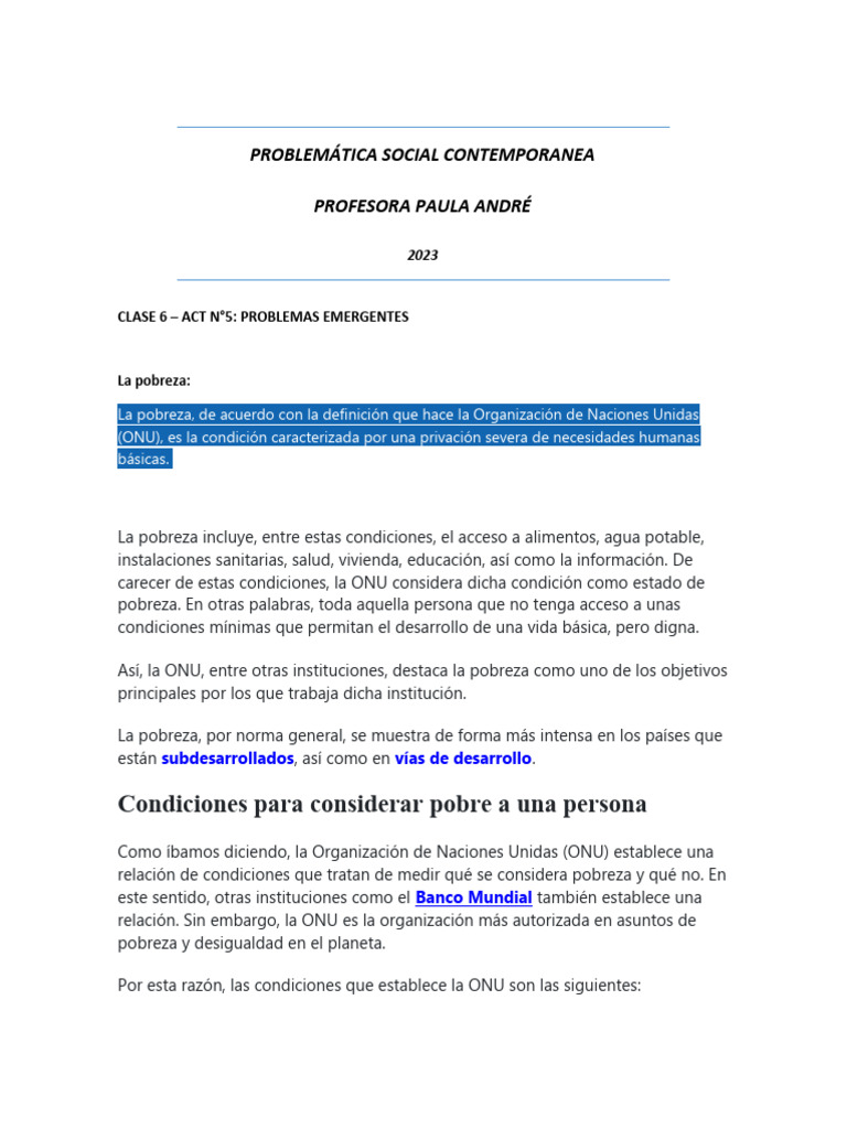 Causas y Consecuencias de la Pobreza | PDF | Pobreza | Pobreza e indigencia