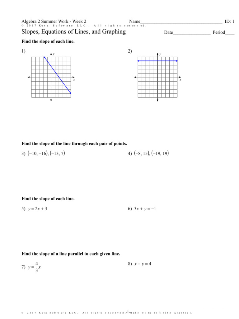 ALG2 2.slopes, Equations of Lines, and Graphing | PDF | Mathematics ...