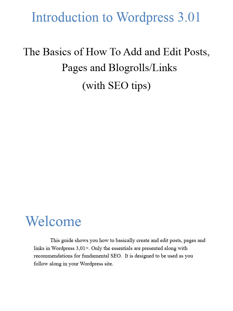 WordPress 3.01: Add & Edit Posts Guide | PDF | Hyperlink | Search ...