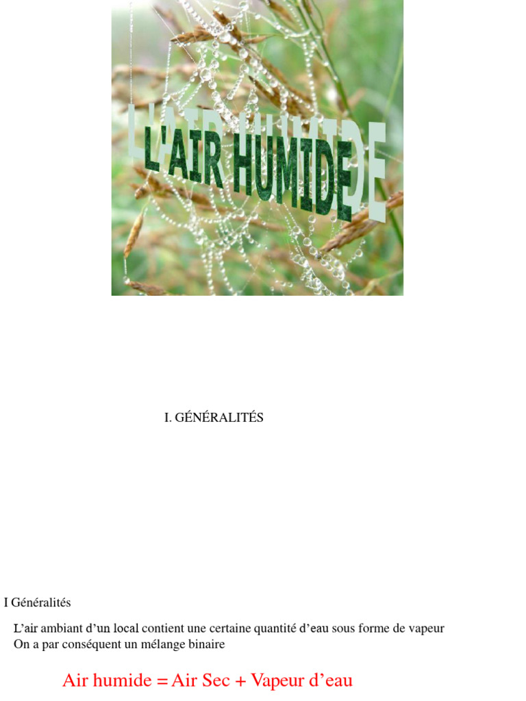 Caractéristiques et Traitement de l'Air Humide | PDF | Humidité ...