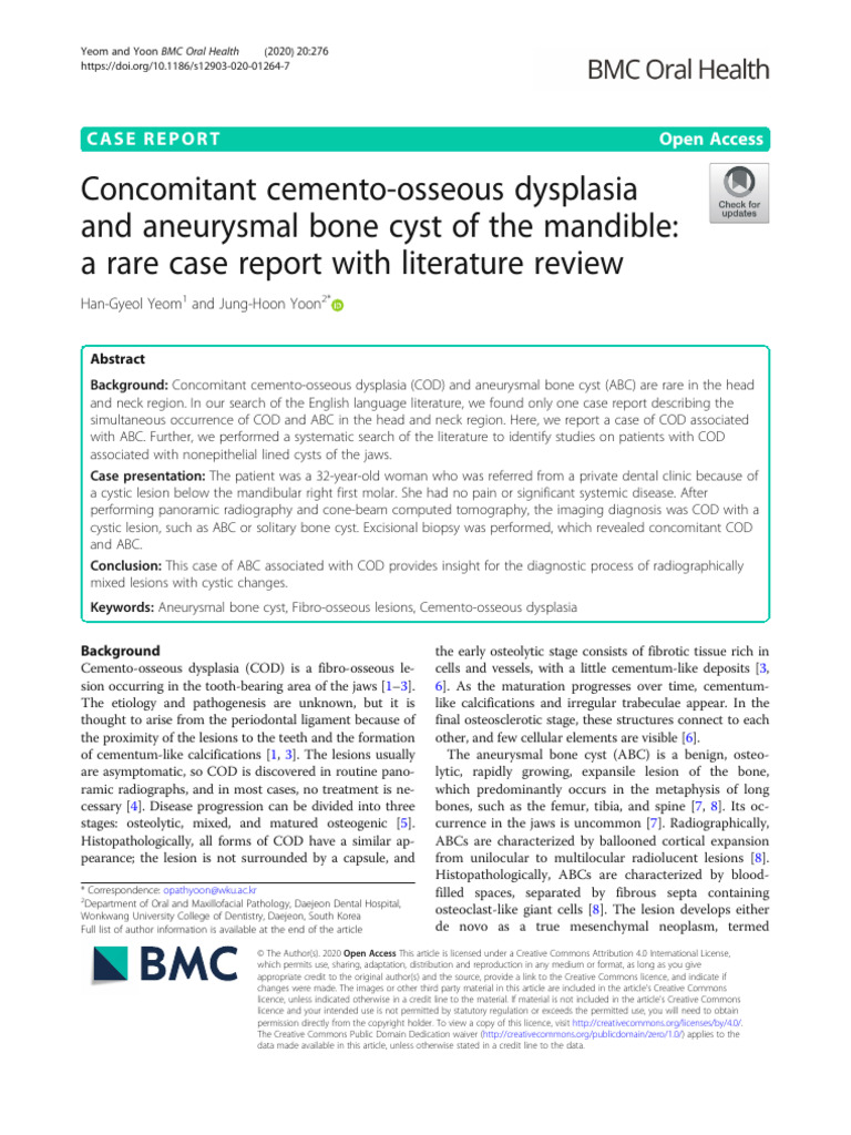Concomitant COD and ABC in Mandible | PDF | Medical Specialties