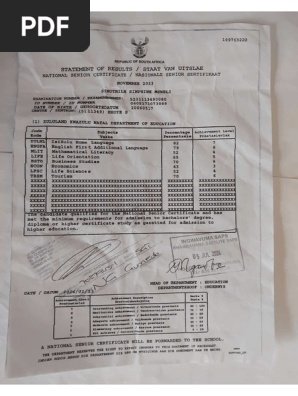 matric certificate