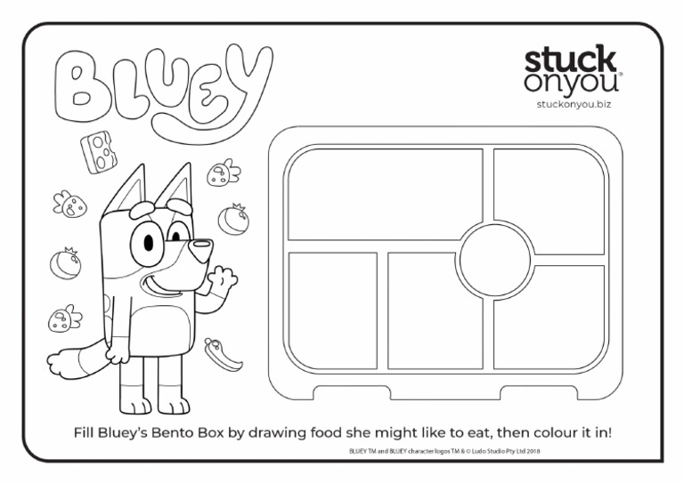 Bluey Colour Yur Bento Kids Activity Page | PDF