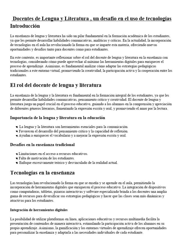 Docentes de Lengua y Literatura y Tecnologías | PDF | Enseñando | Maestros