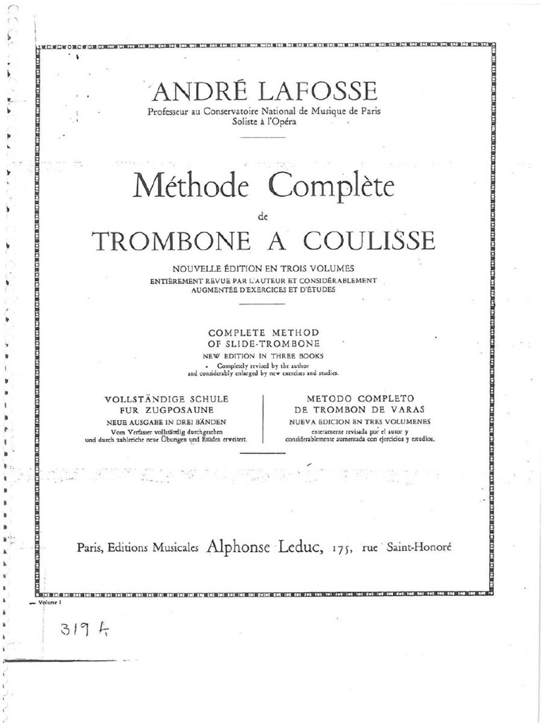 Lafosse A Metodo de Trombone 1 PDF Free | PDF