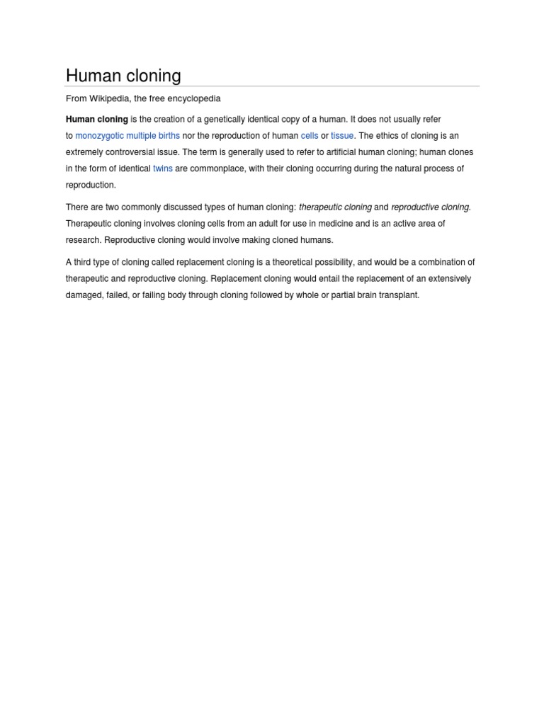 Human Cloning | PDF | Philosophy