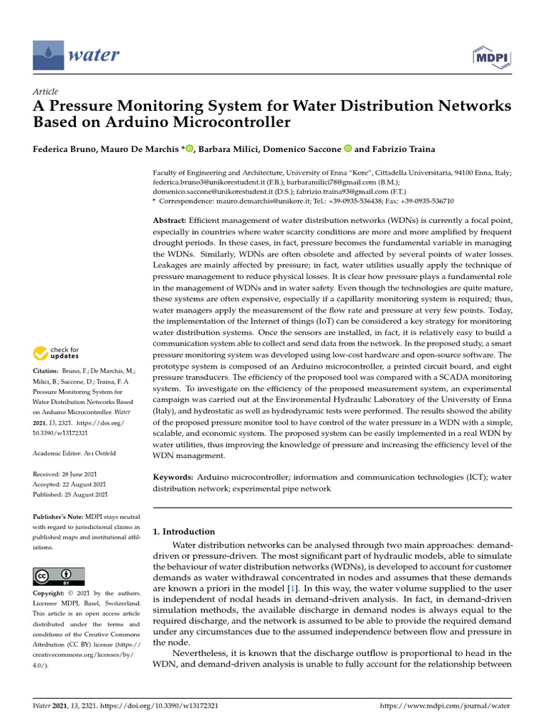 A Pressure Monitoring System Forwater Distribution Networks | PDF ...