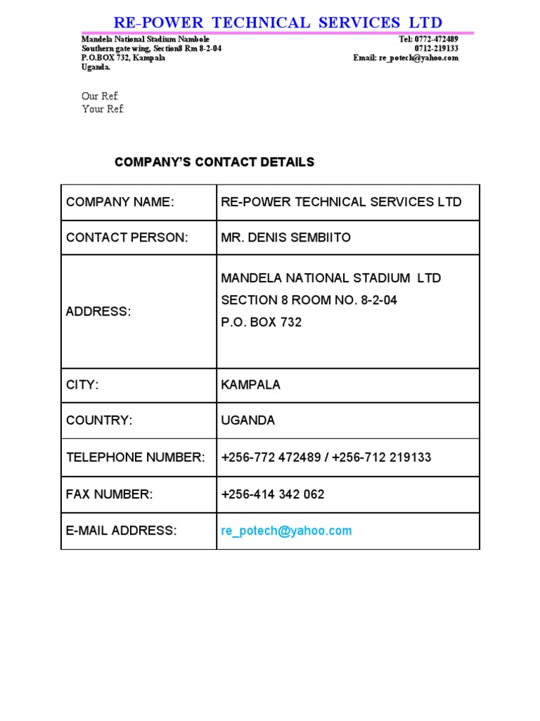 please send me your company details