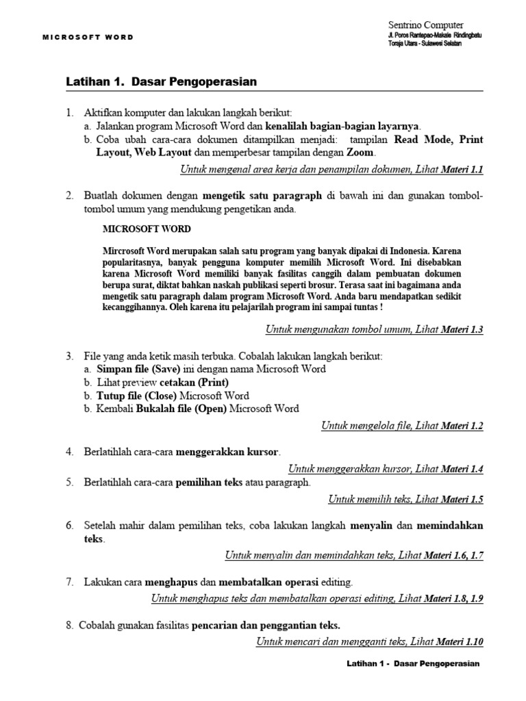 Panduan Dasar Microsoft Word Pdf