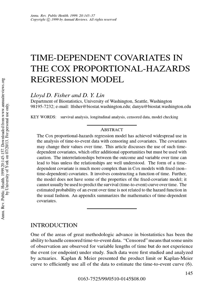 Time-Dependent Covariates in The Cox Proportional-Hazards Regression ...