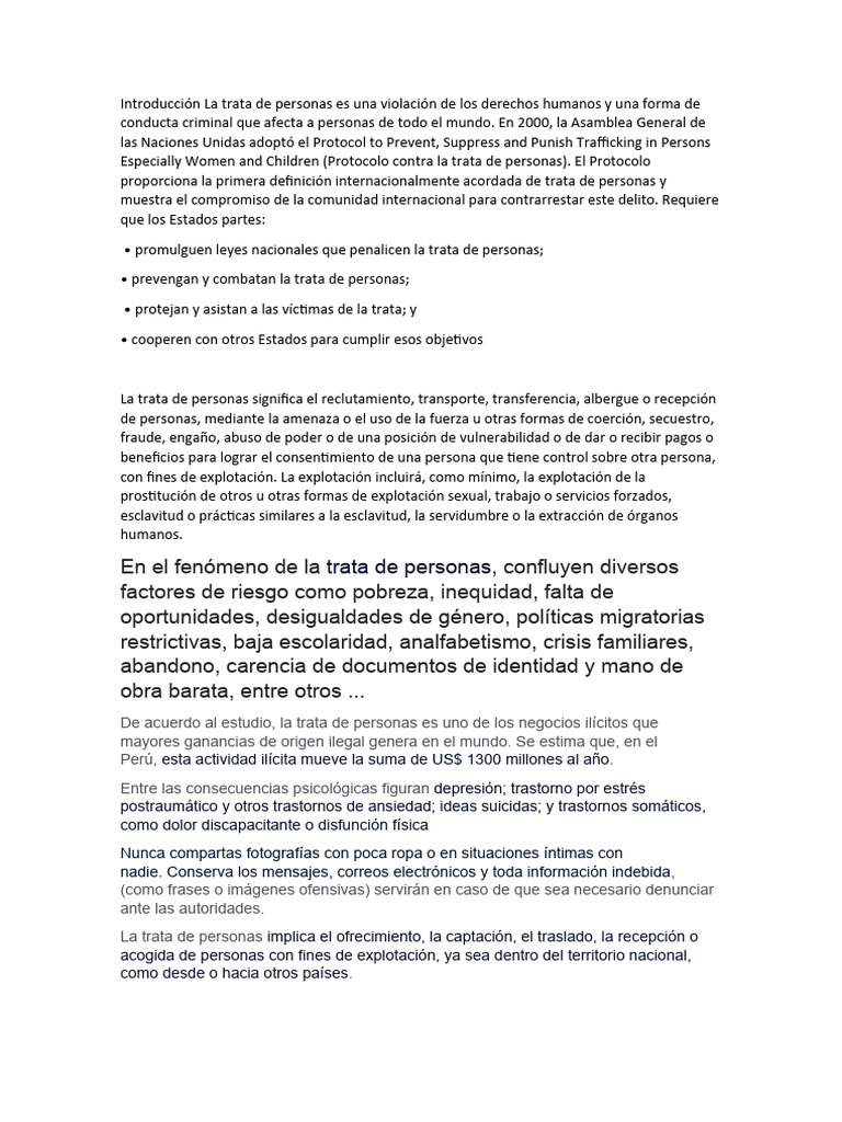 La Trata de Personas | PDF | Trata de personas | Violencia