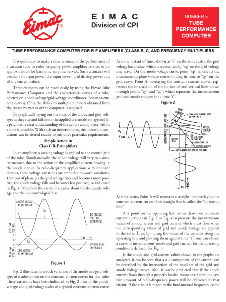 Eimac Tube Performance Computer Guide | PDF | Vacuum Tube | Amplifier