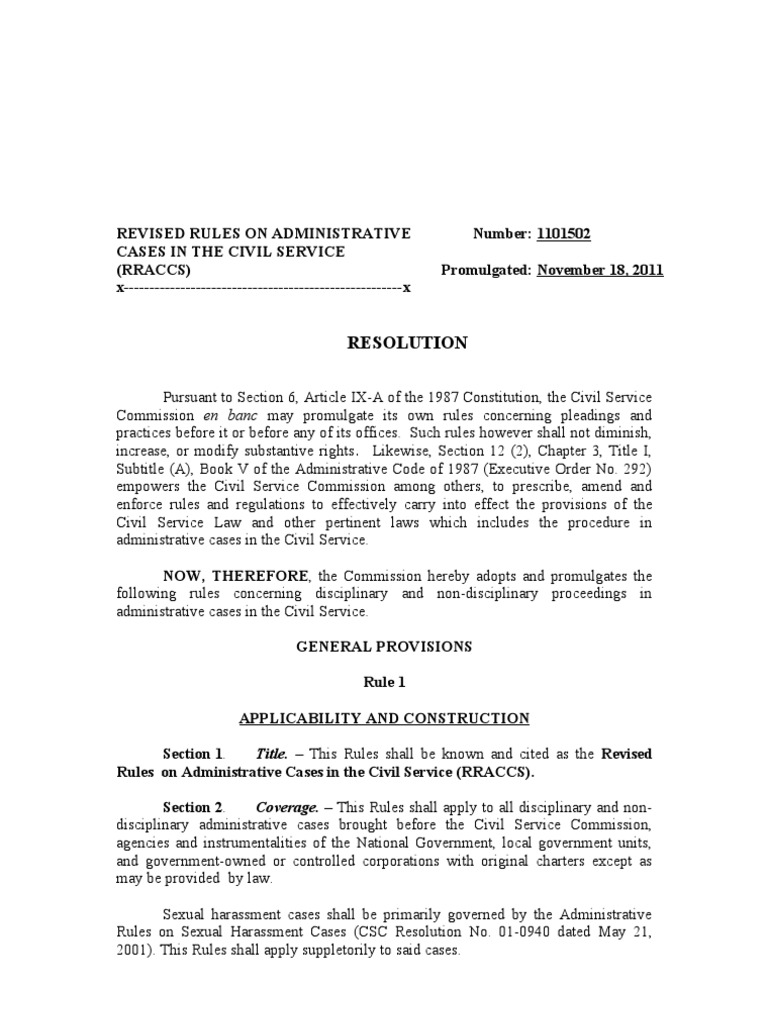 Revised Rules on Administrative Cases in the Civil Service Complaint