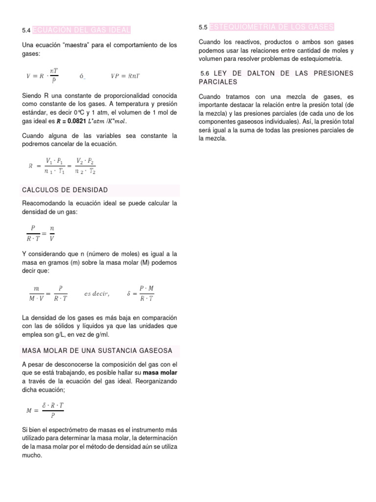 Ecuación del Gas Ideal y Aplicaciones | PDF