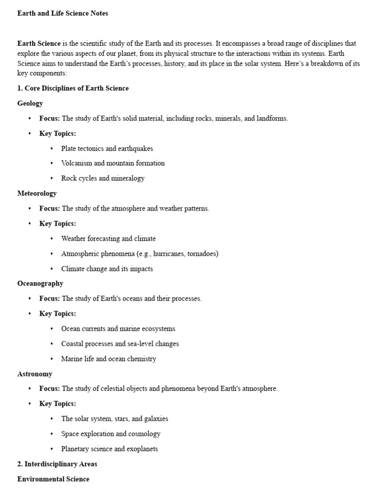 Earth and Life Science Overview | PDF | Earth Sciences | Ecosystem