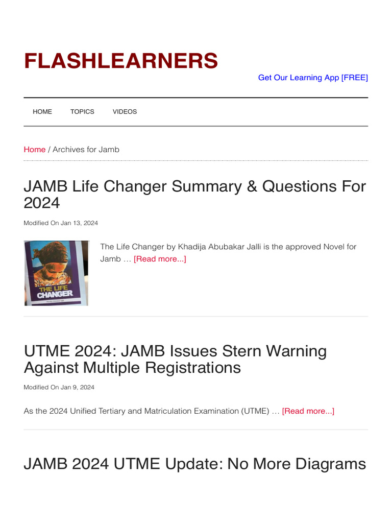 Jamb - FlashLearners | PDF | Computers
