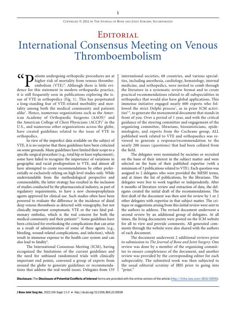 Global Guidelines on VTE in Orthopedics | PDF | Orthopedic Surgery ...