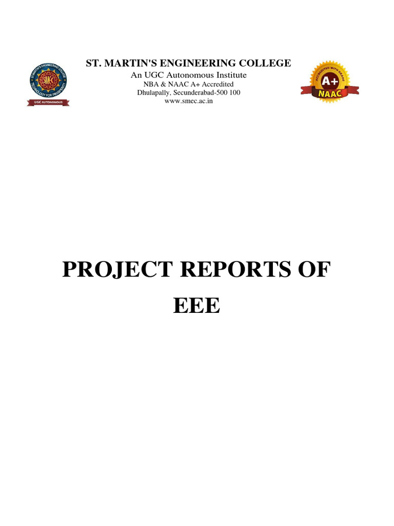 Project Reports of EEE: St. Martin'S Engineering College | PDF ...
