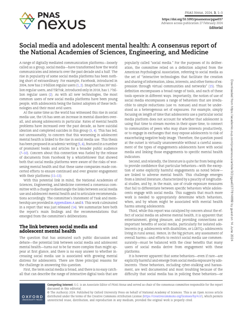 Social Media And Adolescent Mental Health Pdf Social Media