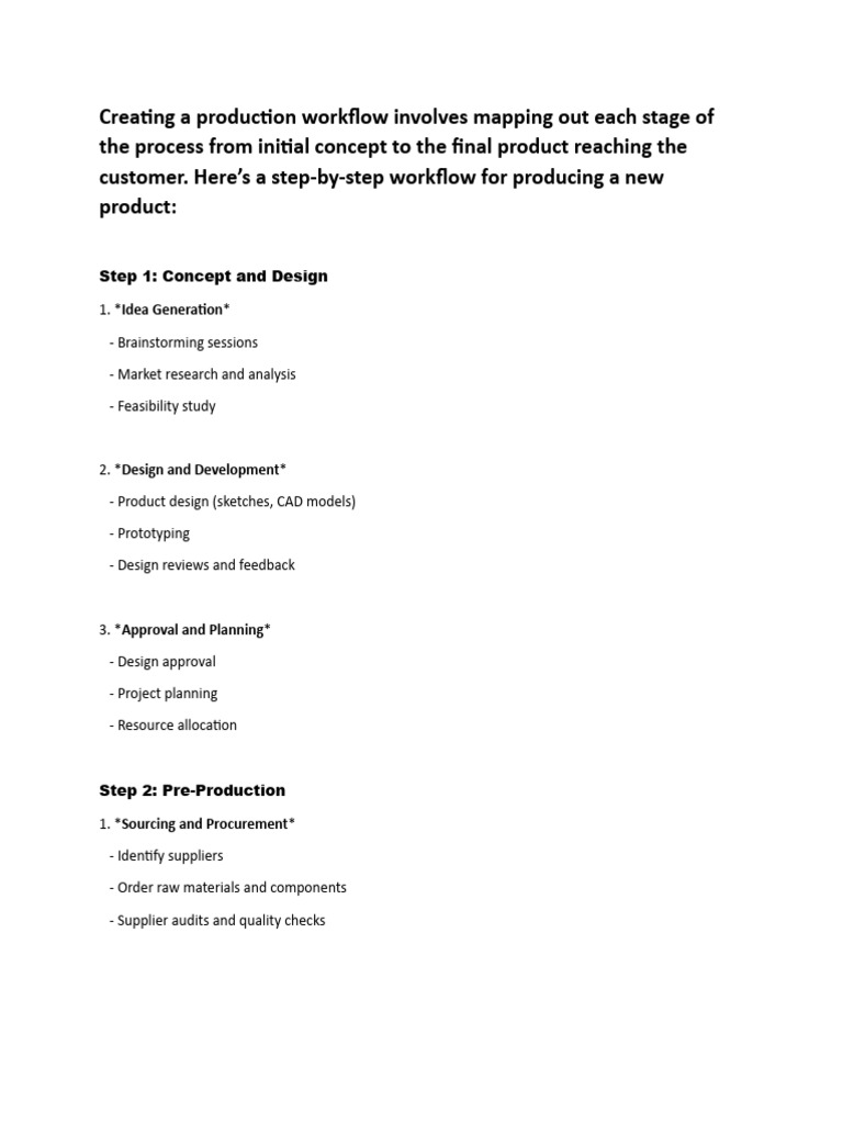 Creating A Production Workflow Involves Mapping Out Each Stage of The