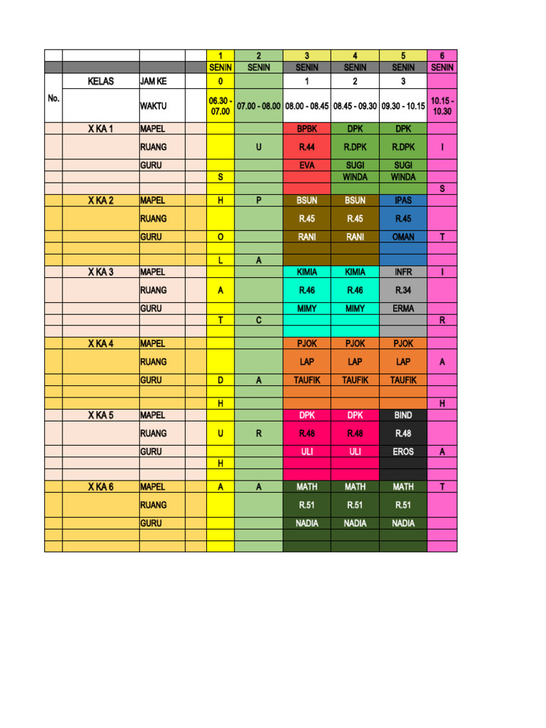 Jadwal Kelas Cecep Rukmana Dawan | PDF