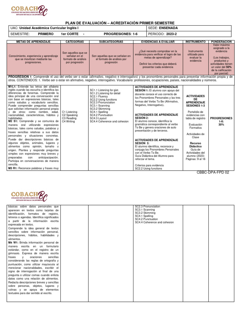Plan de Evaluación - Acreditación 2023-2 | PDF | Aprendizaje | Evaluación