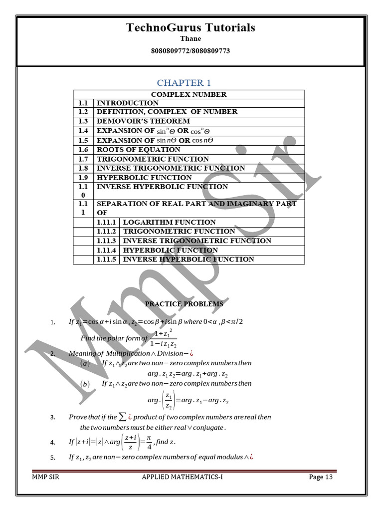 Complex Numbers and Functions Overview | PDF | Complex Number ...